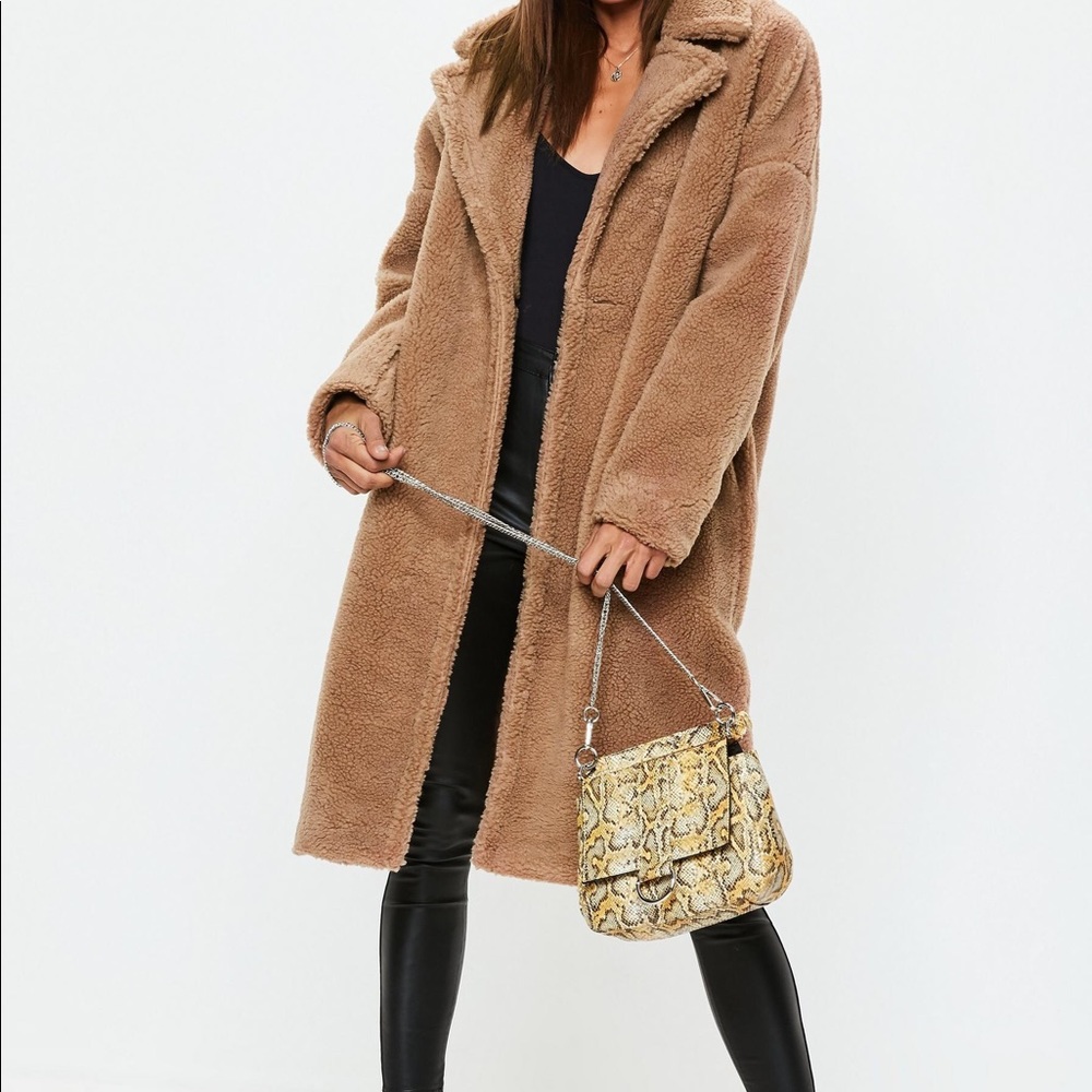 Caramel oversized chunky borg teddy coat